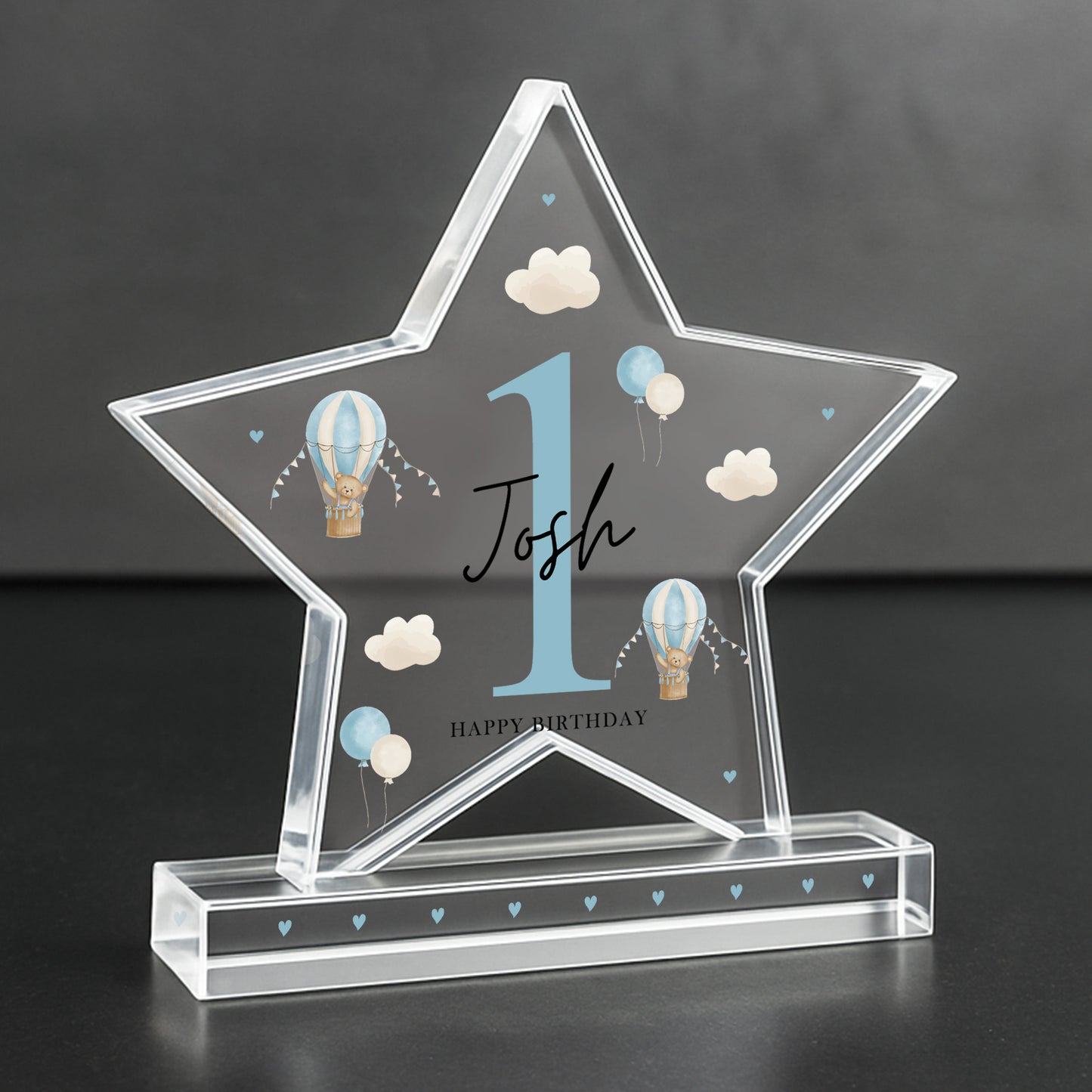 Personalised 1st Birthday Gift For Baby Boy Acrylic Star Plaque