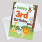 3rd Birthday Card for Boys Girls Third Birthday Jungle Cards