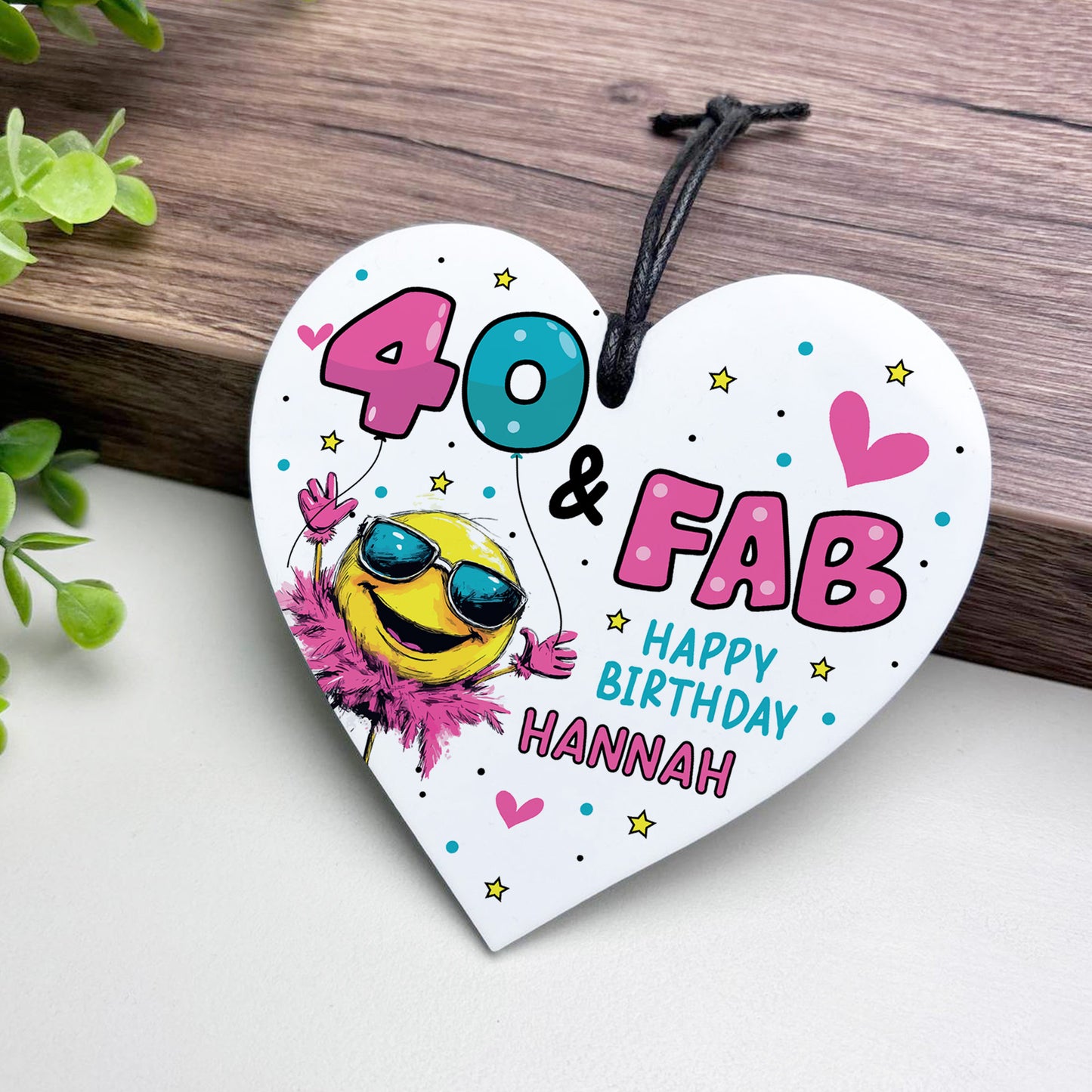 Personalised 40th Birthday Gift For Women Heart 40 And Fab