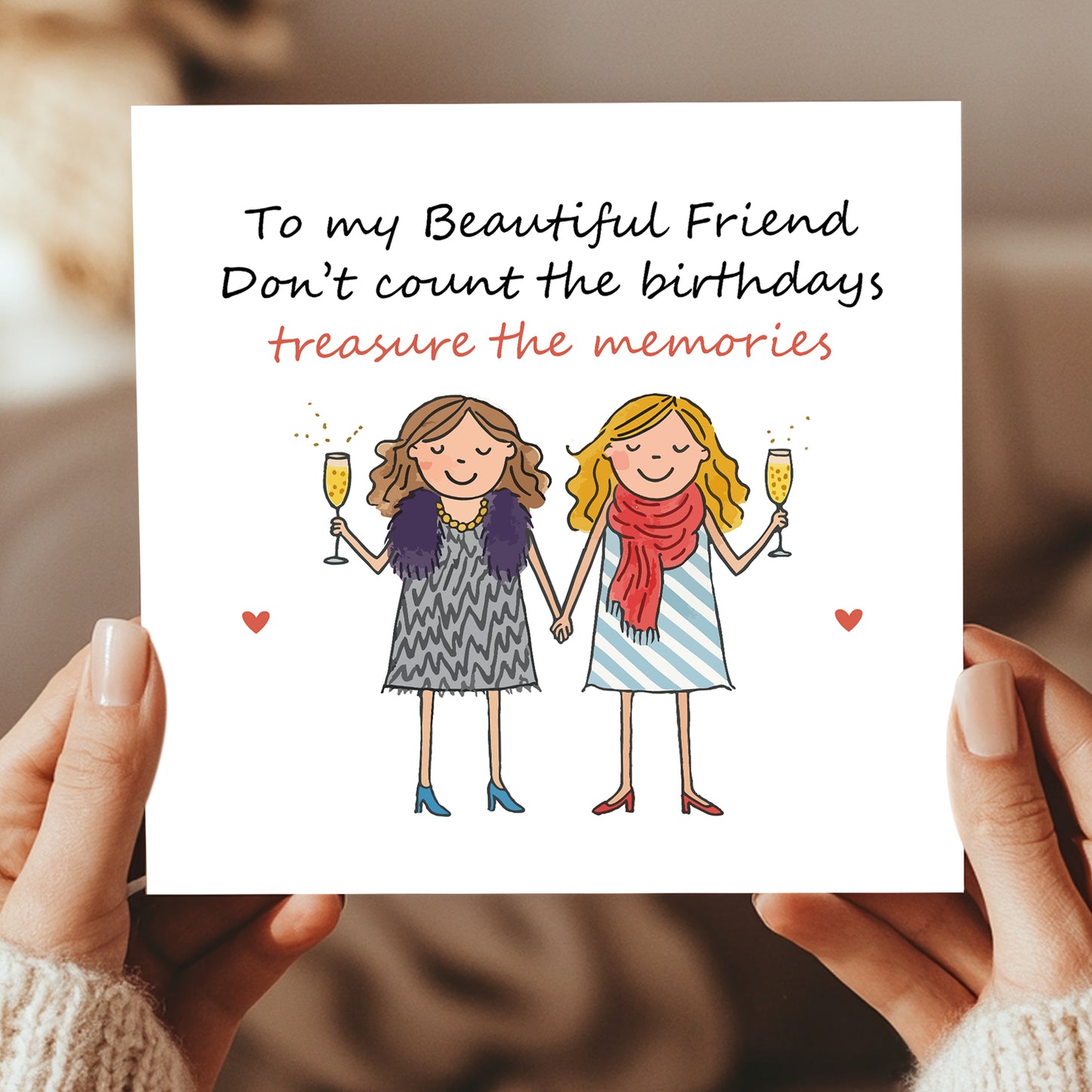 BEST FRIEND Birthday Card With Kraft Envelope Bestie BFF