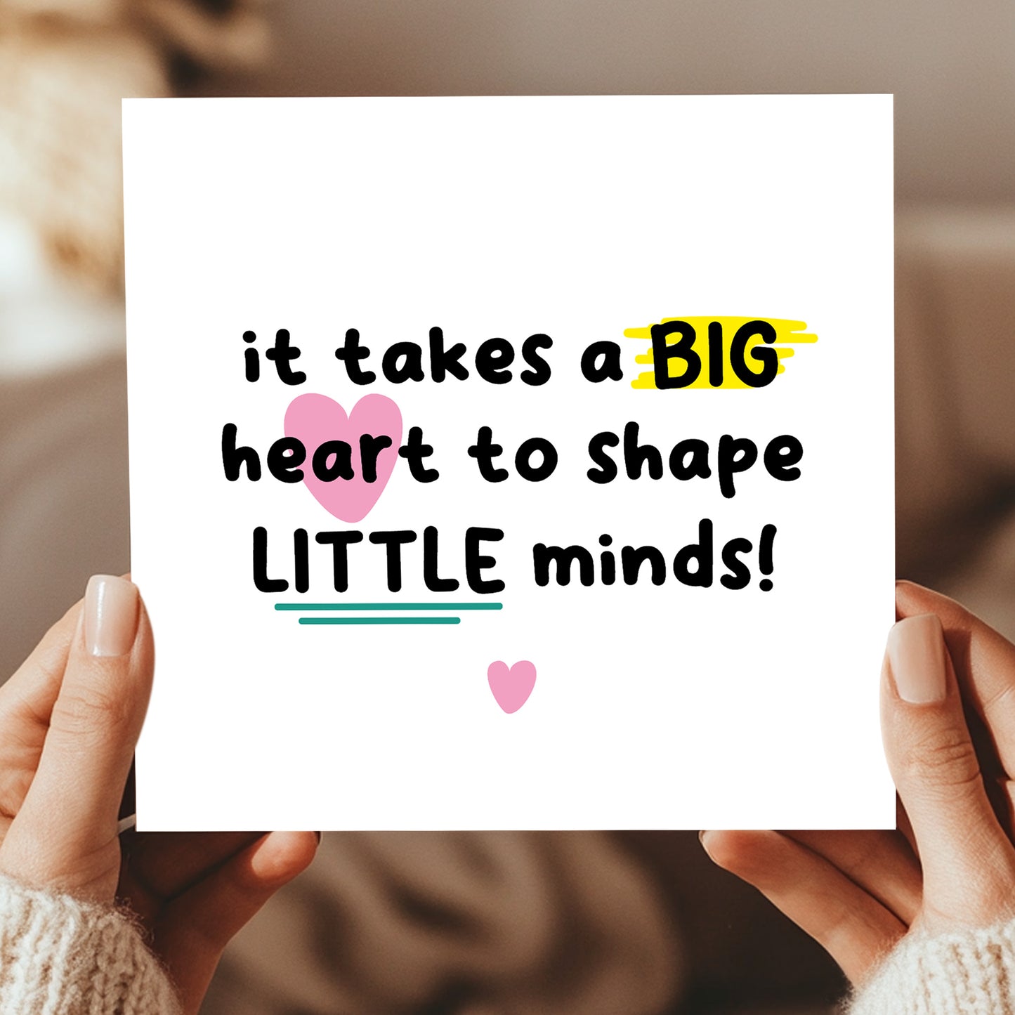Thank You Card For Teacher With Kraft Envelope Big Heart