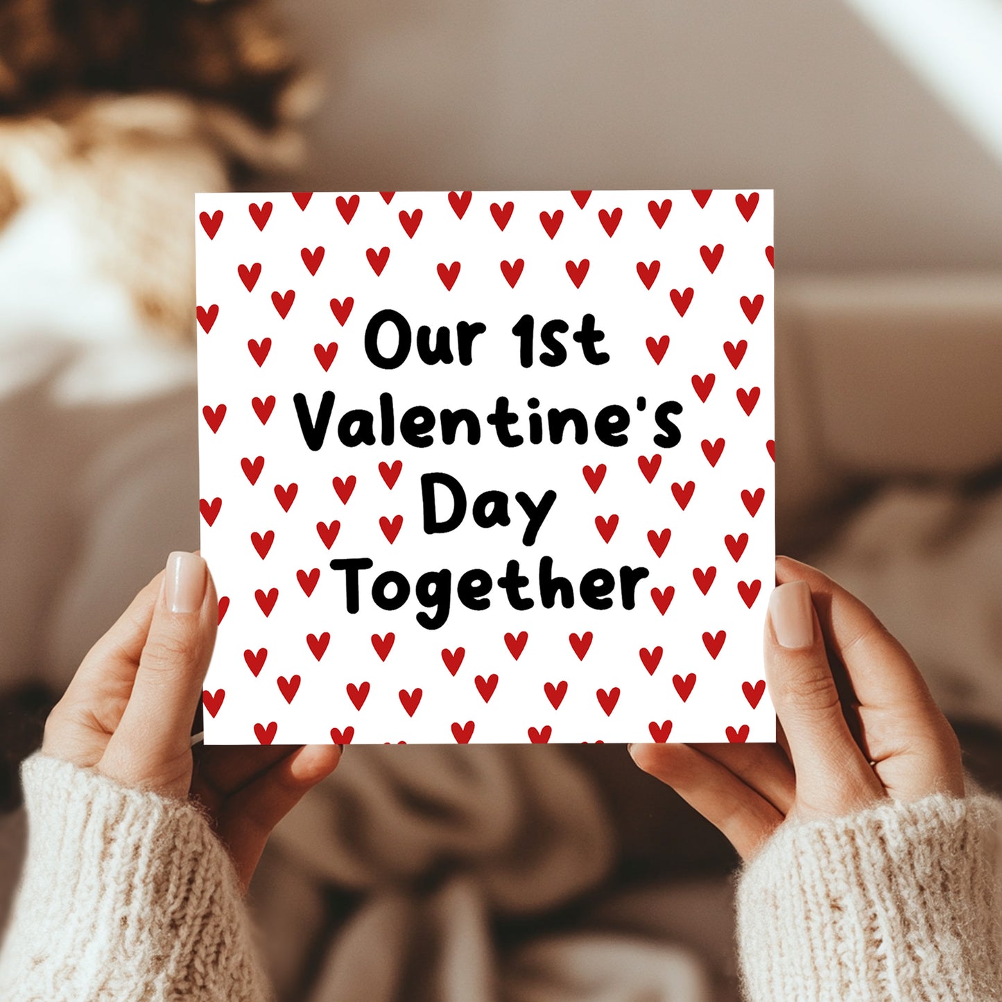 Boyfriend 1st Valentines Card 14x14 Card With Kraft Envelope