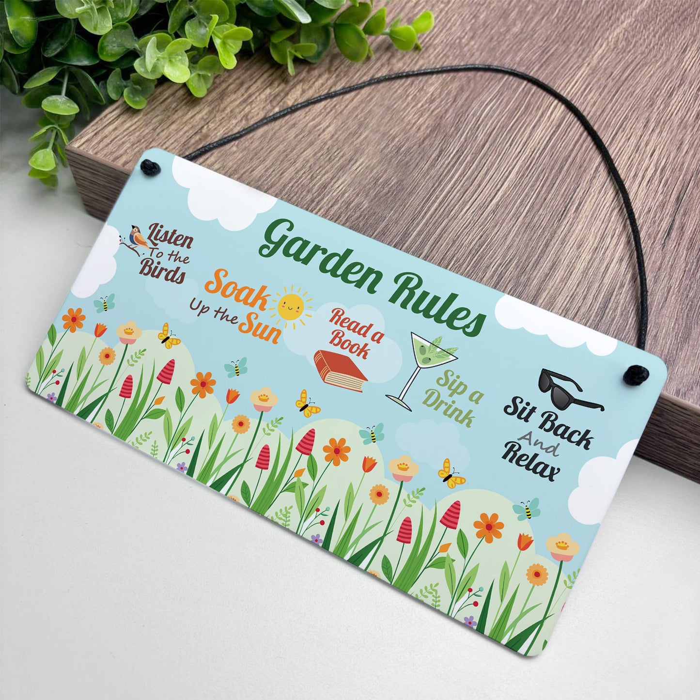 Garden Sign For Outside Hanging Plaque Novelty Garden Rules Sign