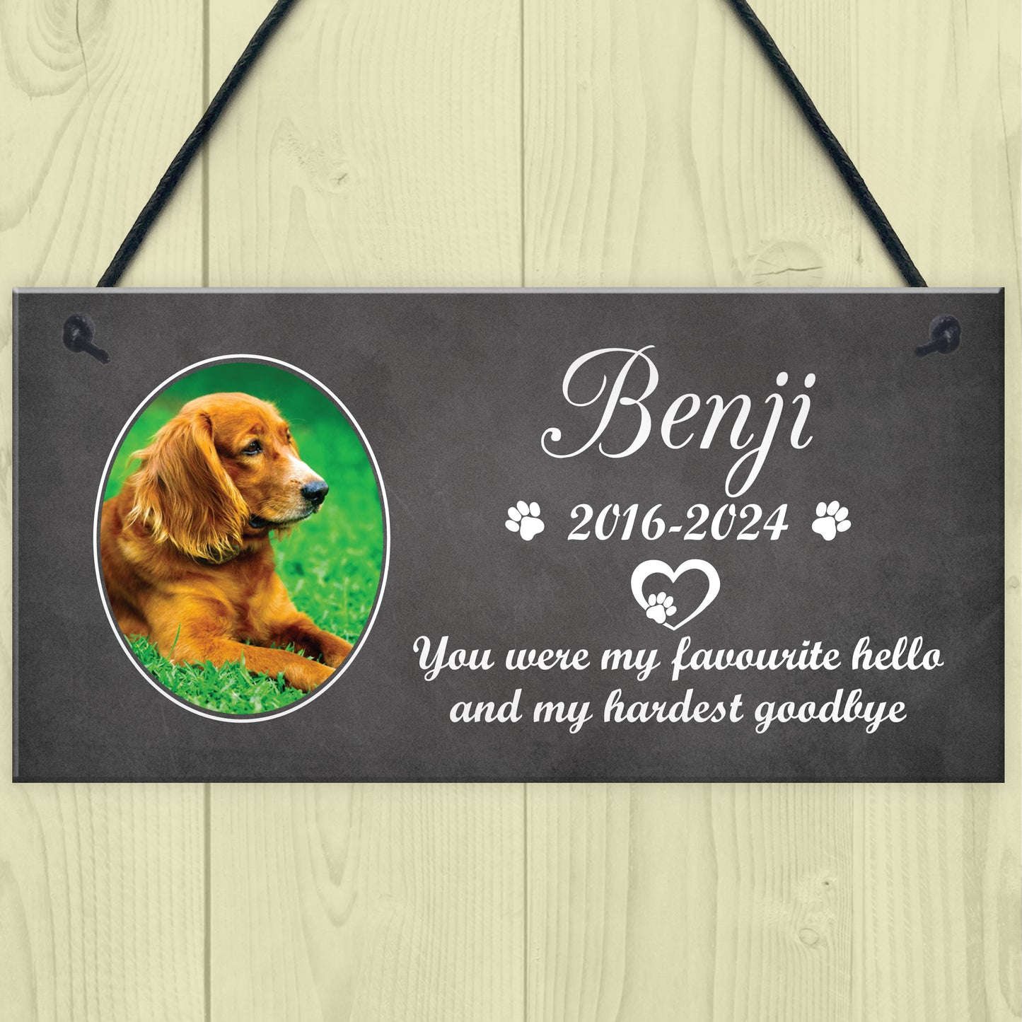 Personalised Dog Memorial Pet Loss Plaque with Photo and Text