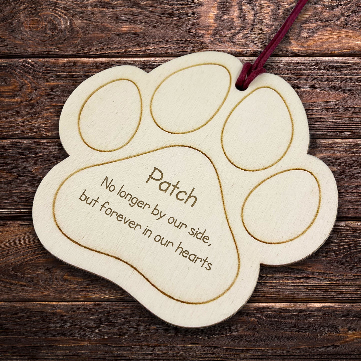 Personalised Dog Cat Pet Memorial Bauble Engaved Wooden Bauble