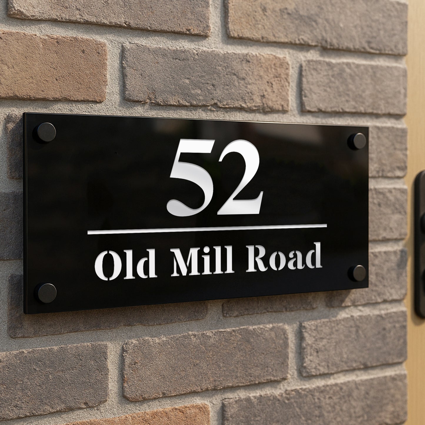 House Number Signs Personalised Address Plaque Black Silver