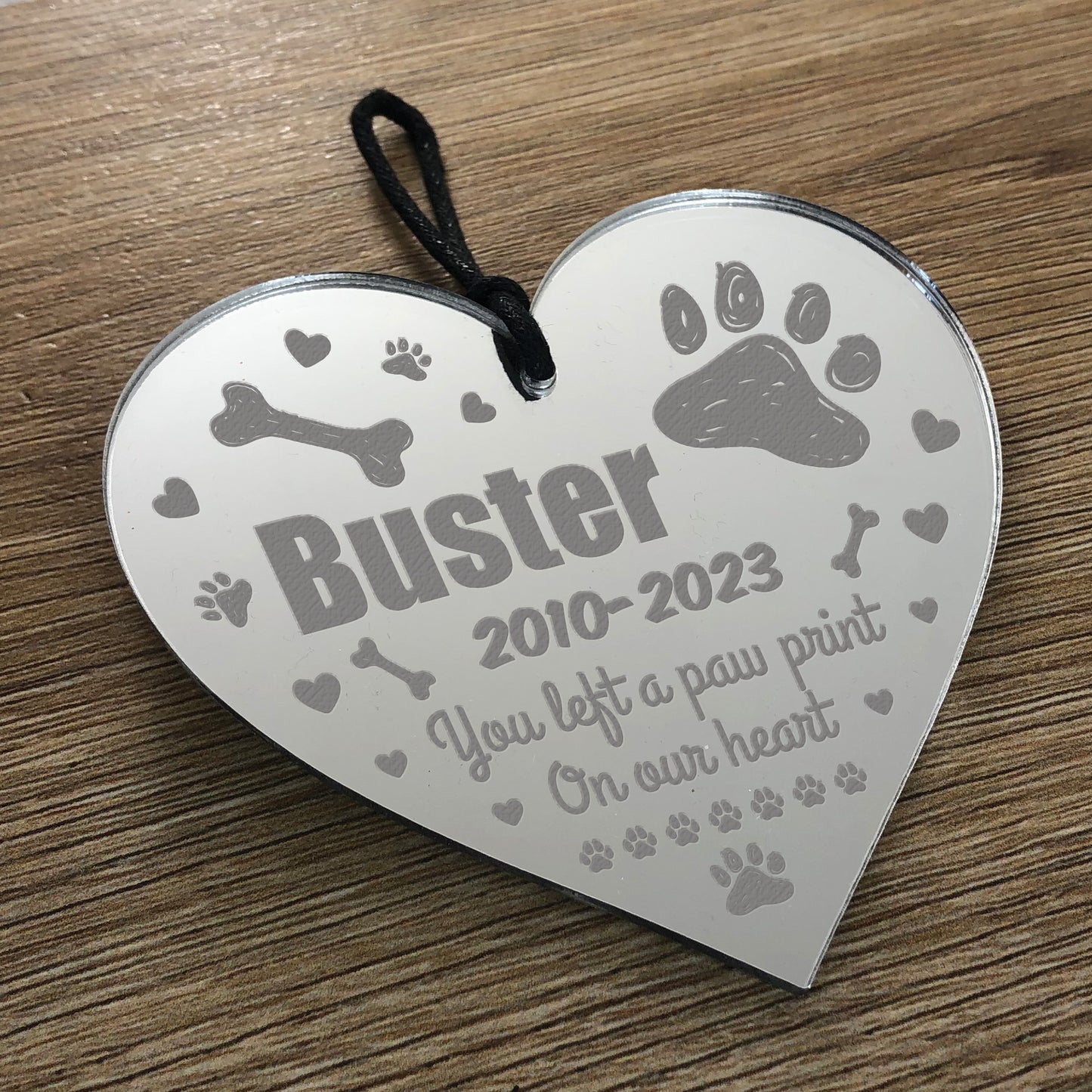 Personalised Pet Memorial Christmas Tree Bauble Decoration Heart