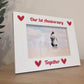 Our 1st First Anniversary 7x5 White Frame Gift For Couples