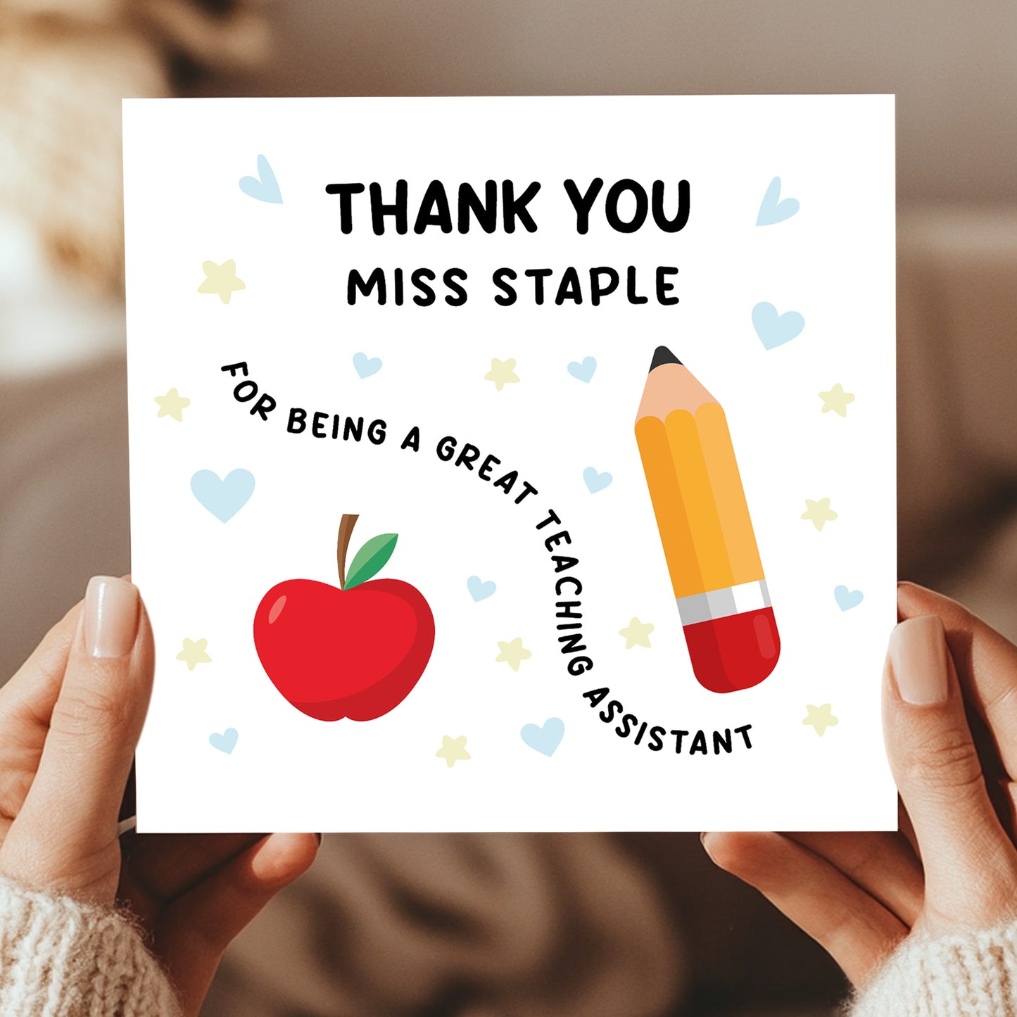 Personalised Teaching Assistant Card With Kraft Envelope Card