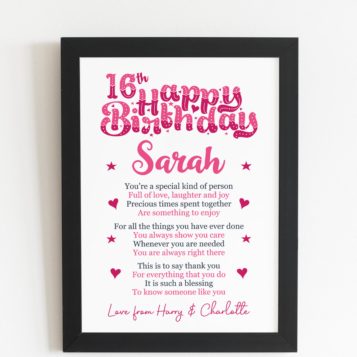 PERSONALISED 16th Birthday Gifts For Her Gift For Daughter