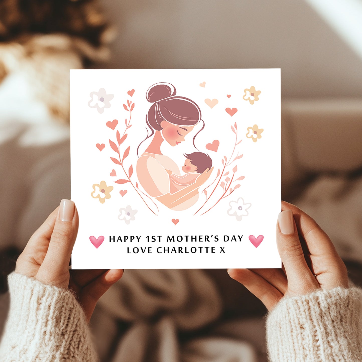 Personalised 1st Mothers Day Card With Baby Name 1st Mothers Day
