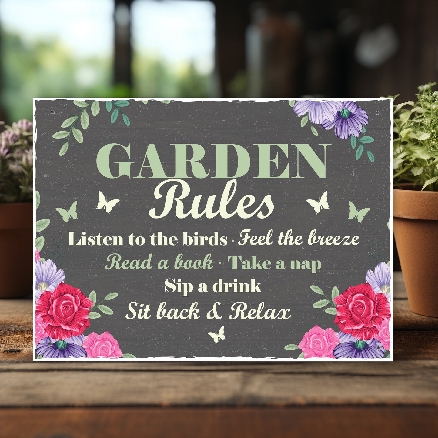 GARDEN RULES Sign Garden Shed Sign Garden Sign For Outdoor Shed