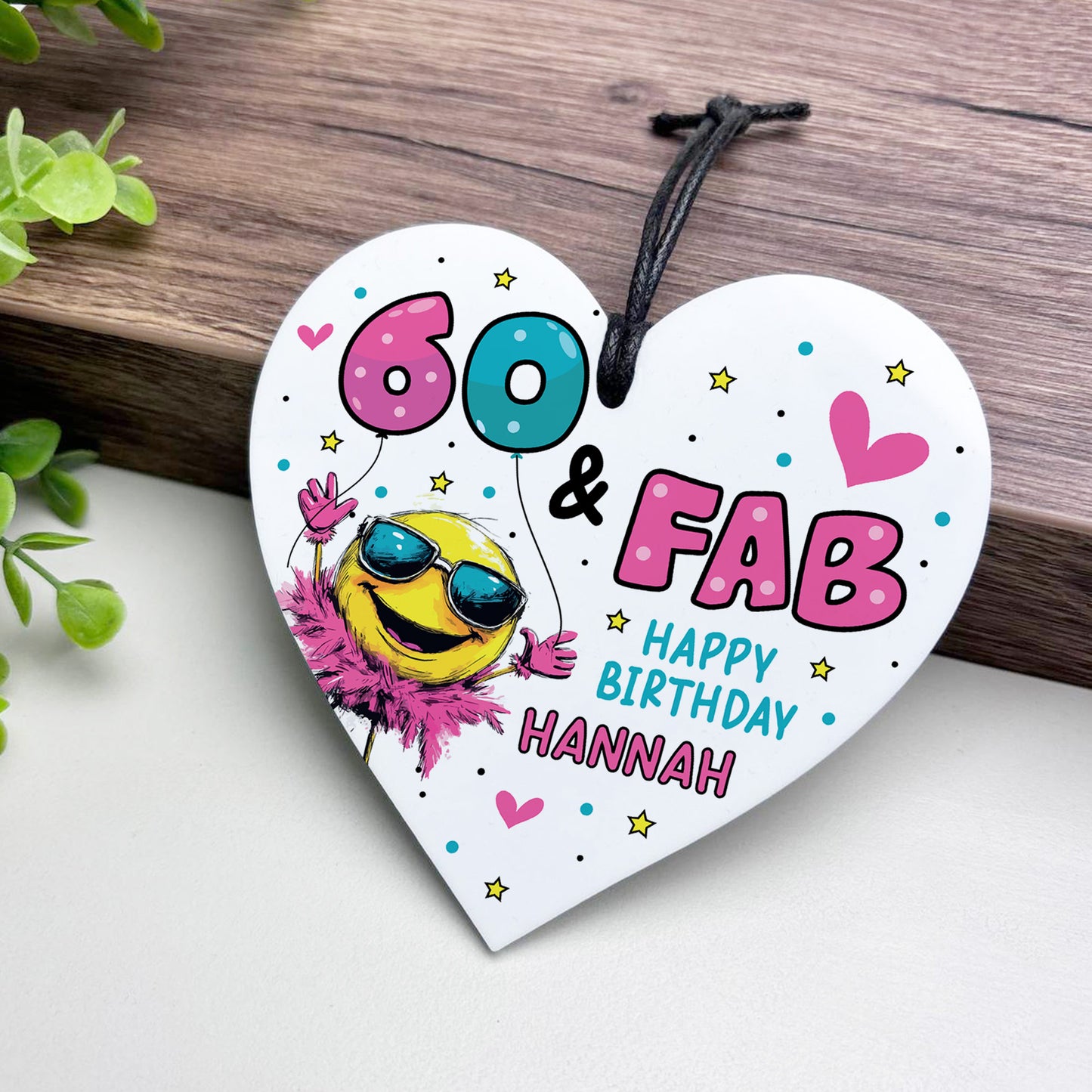 Personalised 60th Birthday Gift For Women Heart 60 And Fab
