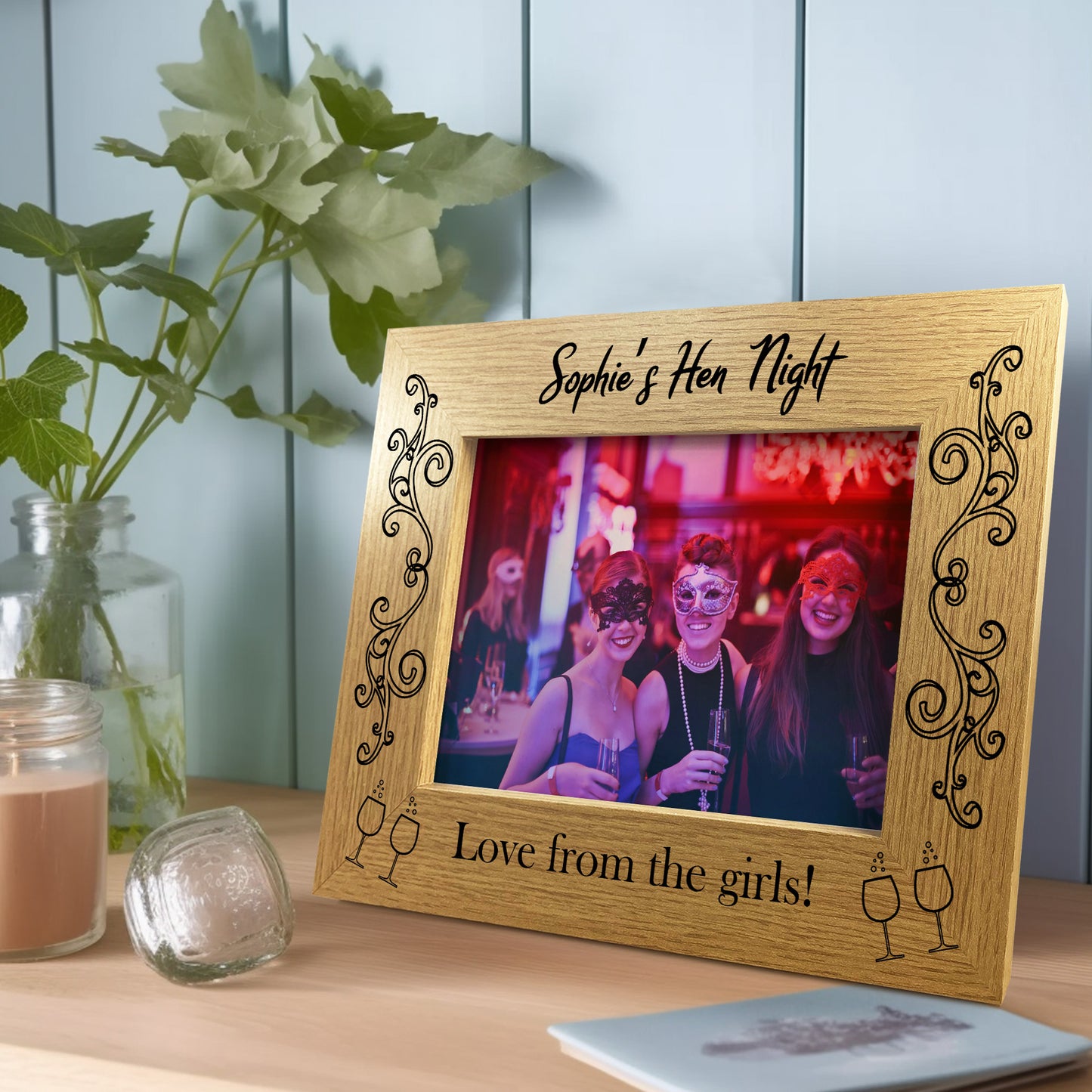 Personalised Hen Party Gift 7x5 Wood Frame Hen Night Gift Friend