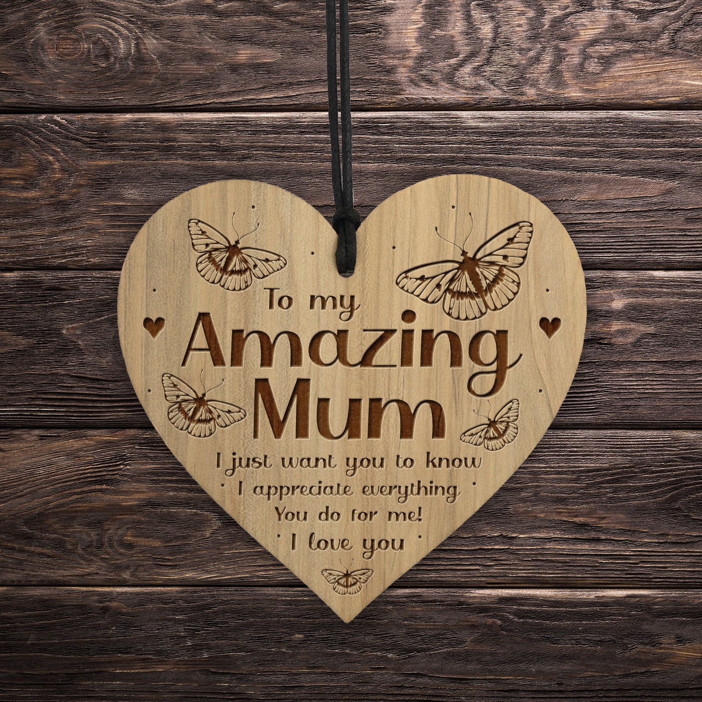 Gift For Amazing Mum Mothers Day Birthday Gift Wood Heart