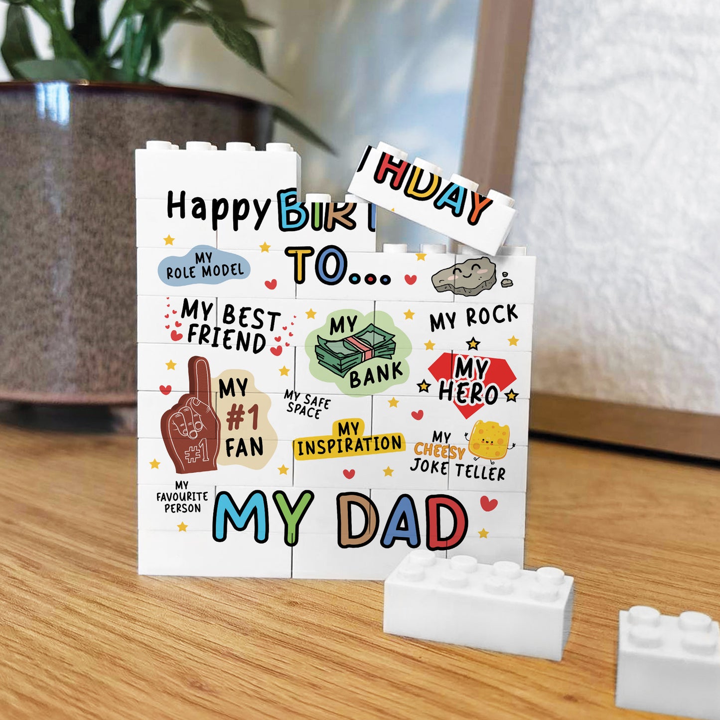 Dad Gift For Birthday Dad Building Block Dad Plaque Gift