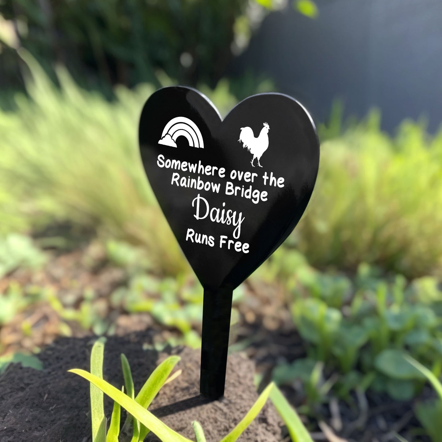 Personalised Chicken Memorial Plaque Grave Stake Custom Name