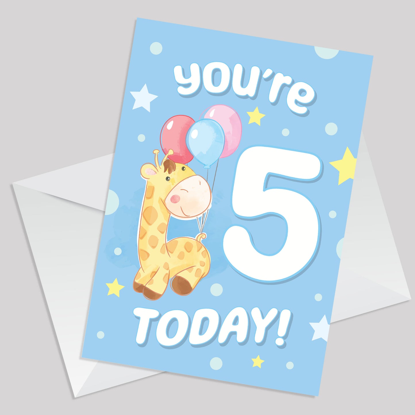 5th Birthday Age 5 Children's Kids Baby Giraffe Greetings Card