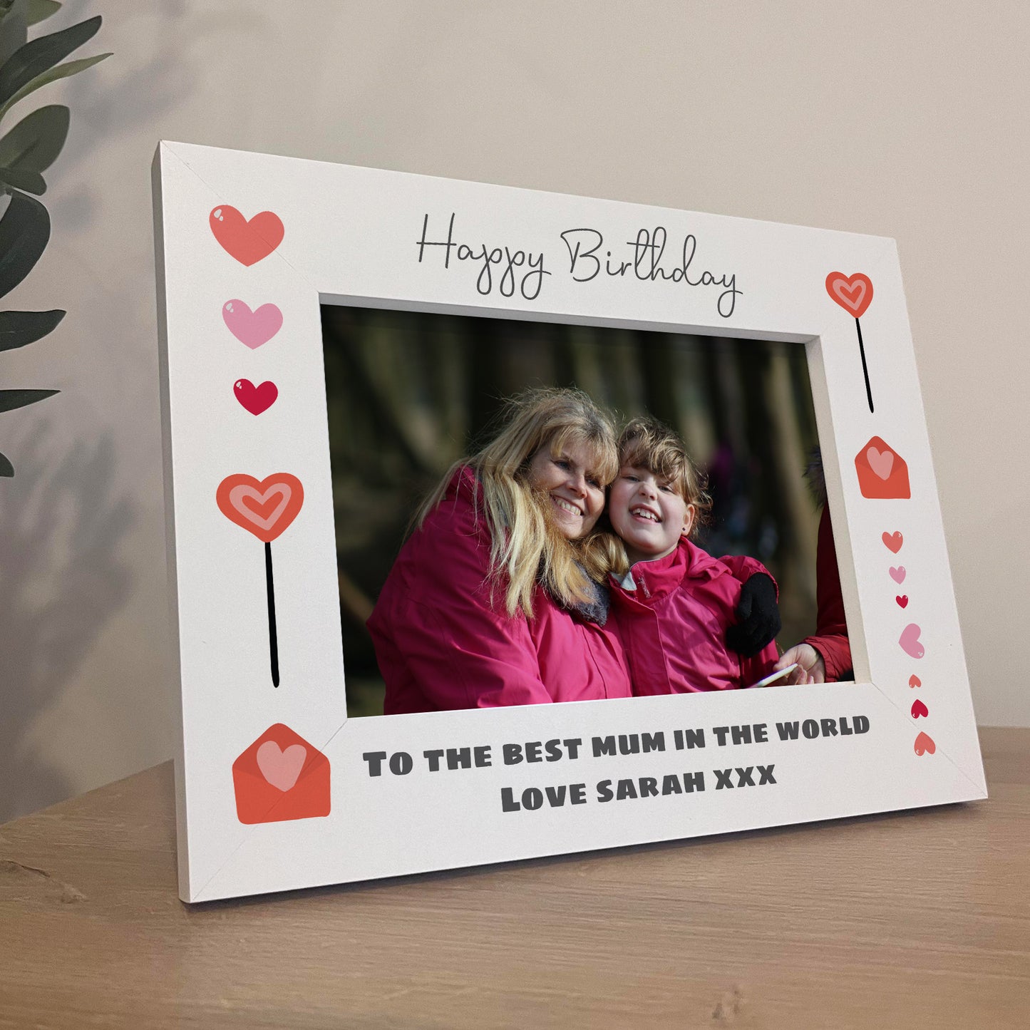 Personalised Birthday Mum Photo Frame White Wooden 7x5 Frame