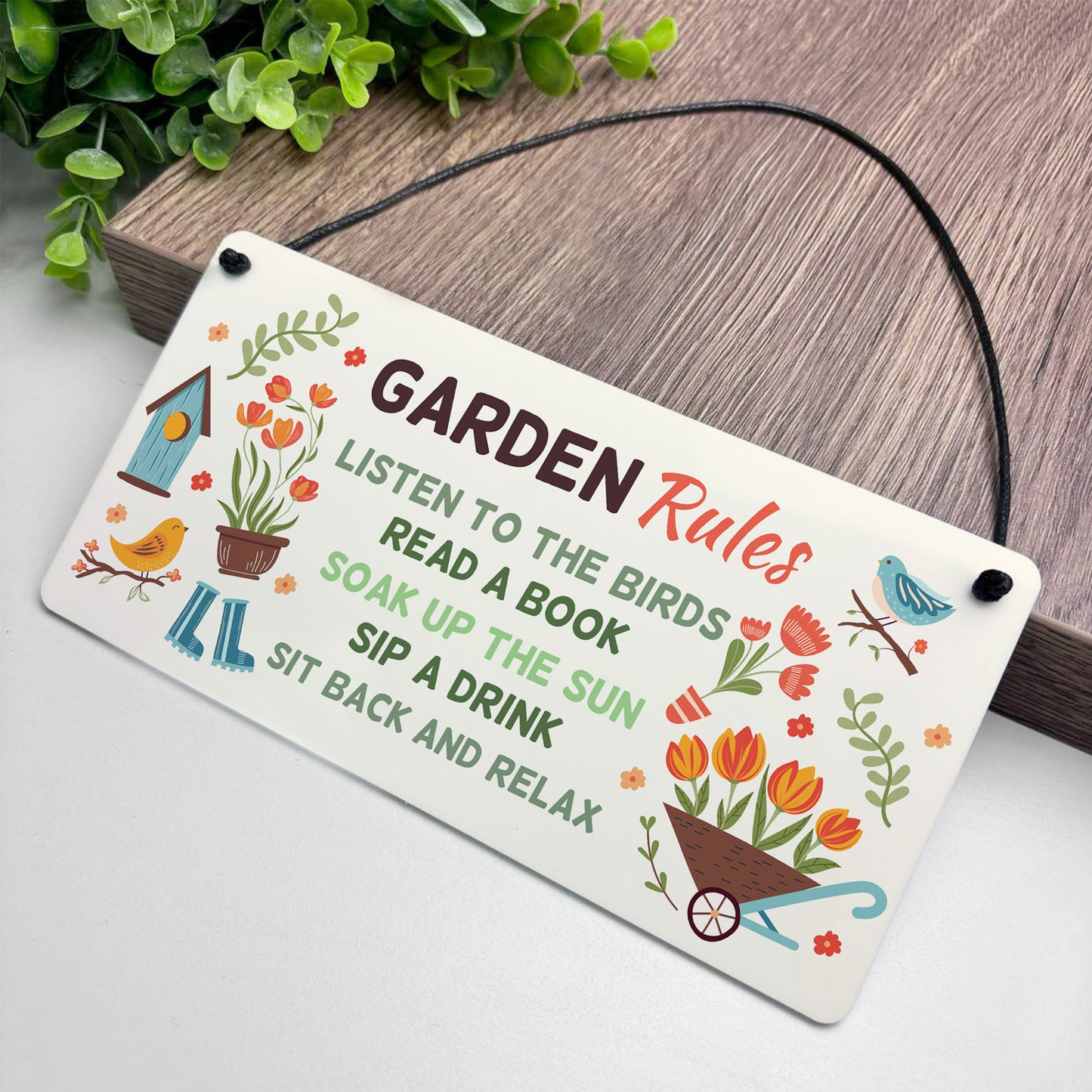 Garden Sign For Outside Hanging Robin Garden Rules Sign