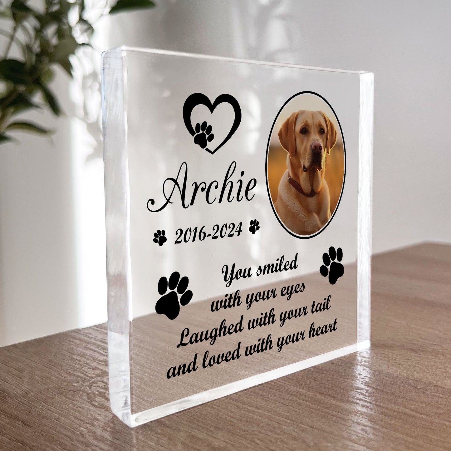 Freestanding Pet Memorial Plaque Photo Printed Personalised Dog