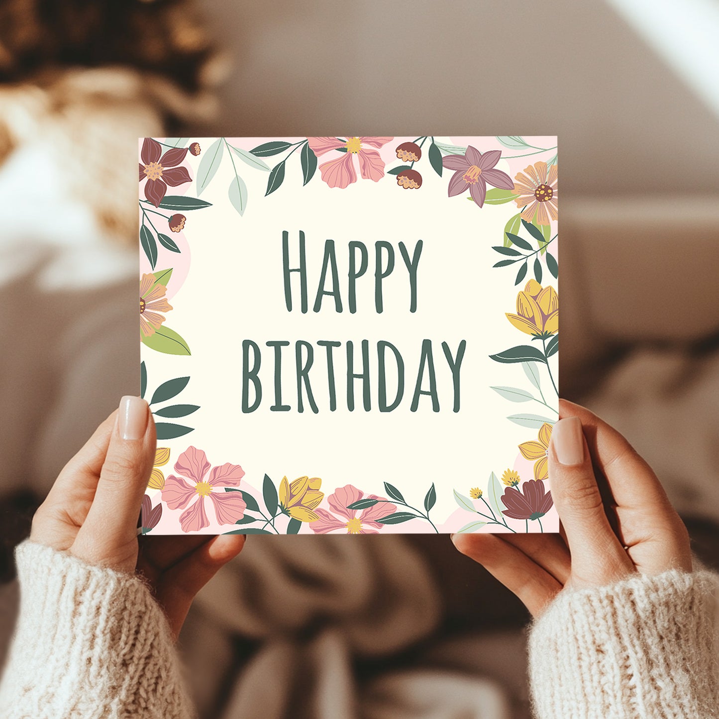 Birthday Card For Her Happy Birthday Floral Greetings Card Women