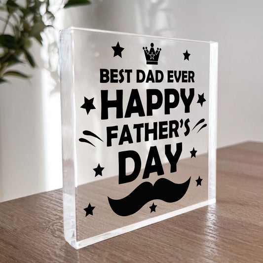 Fathers Day Gift For BEST DAD EVER Clear Freestanding Plaque
