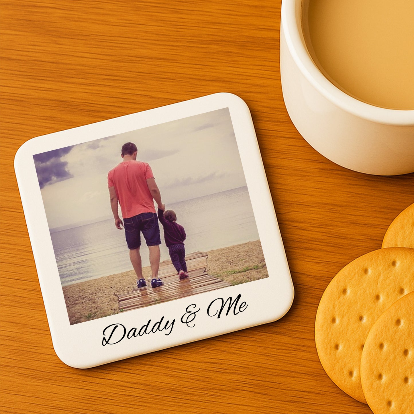Personalised Daddy Gift Daddy And Me Photo Coaster Gift