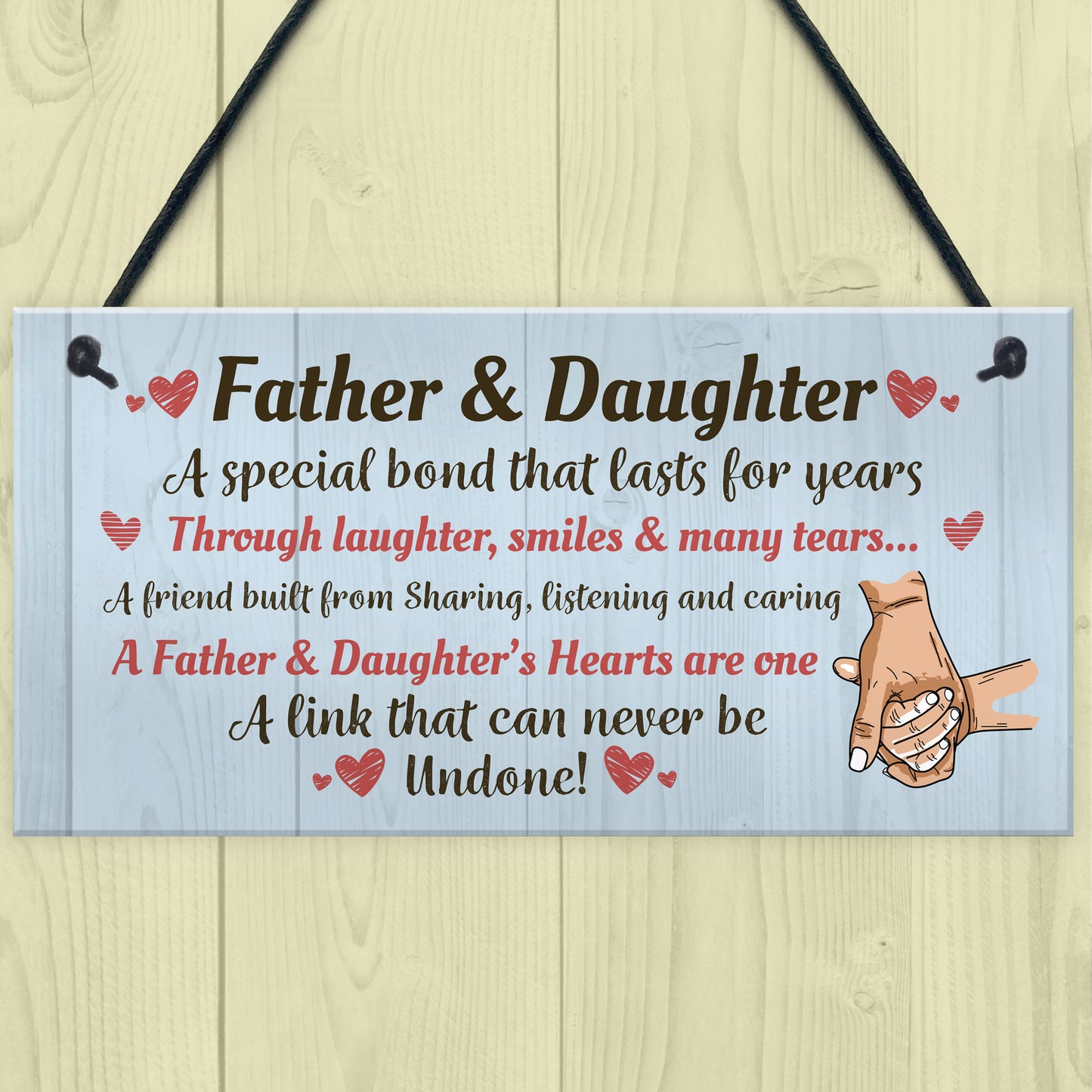 Father and Daughter Hanging Sign Dad Gift From Daughter Fathers