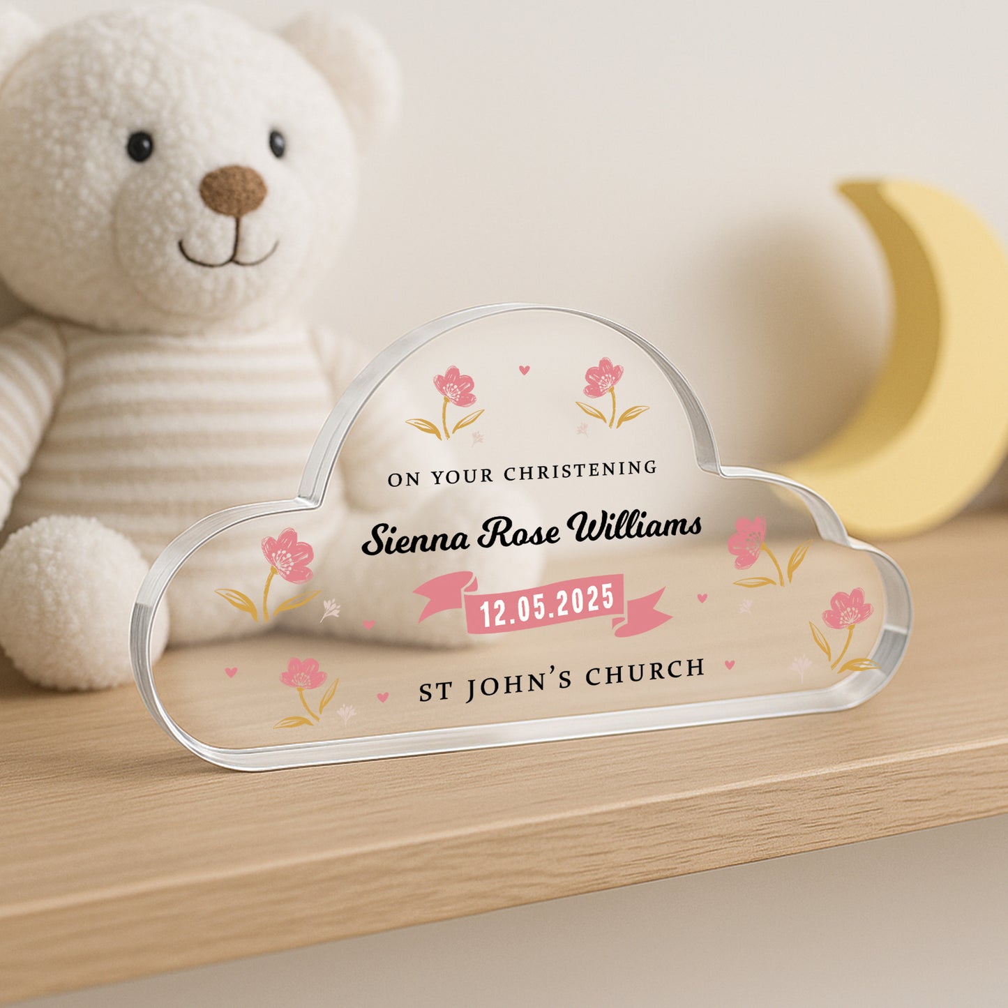 Personalised Christening Gift For Baby Girl Cloud Baby Plaque