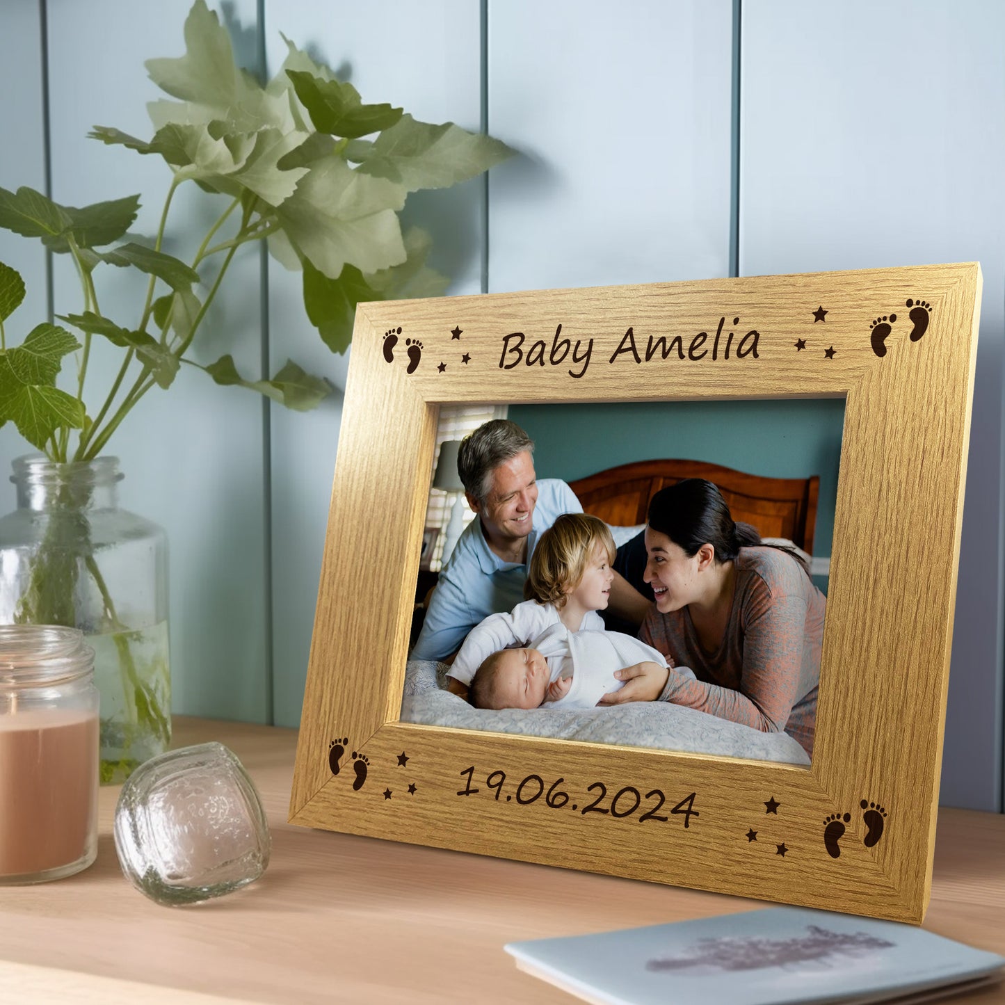 Newborn Baby 7x5 Personalised Frame Gift For New Mum Dad Baby