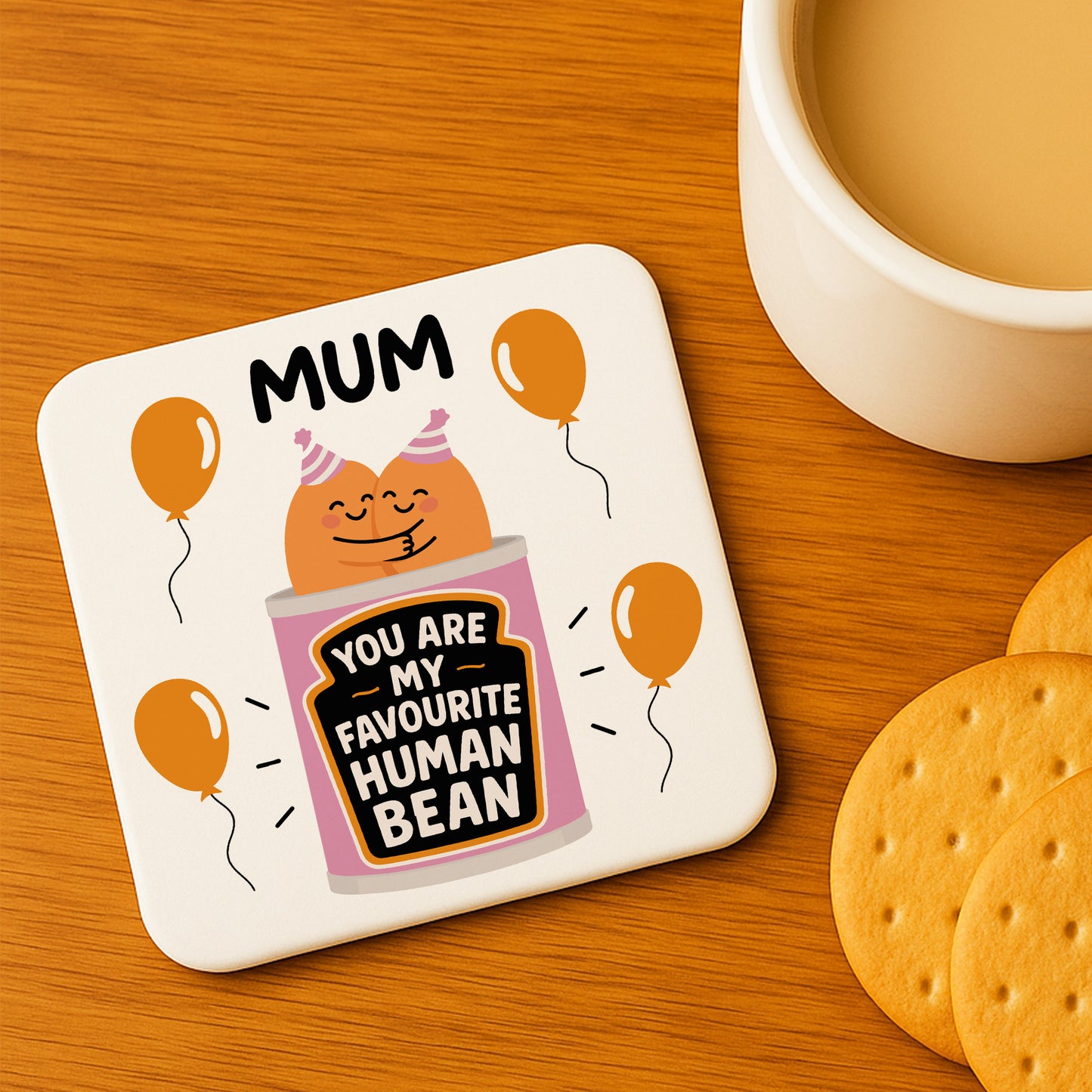 Funny Gift For Mum MY FAVOURITE HUMAN BEAN Coaster Gift For Mum