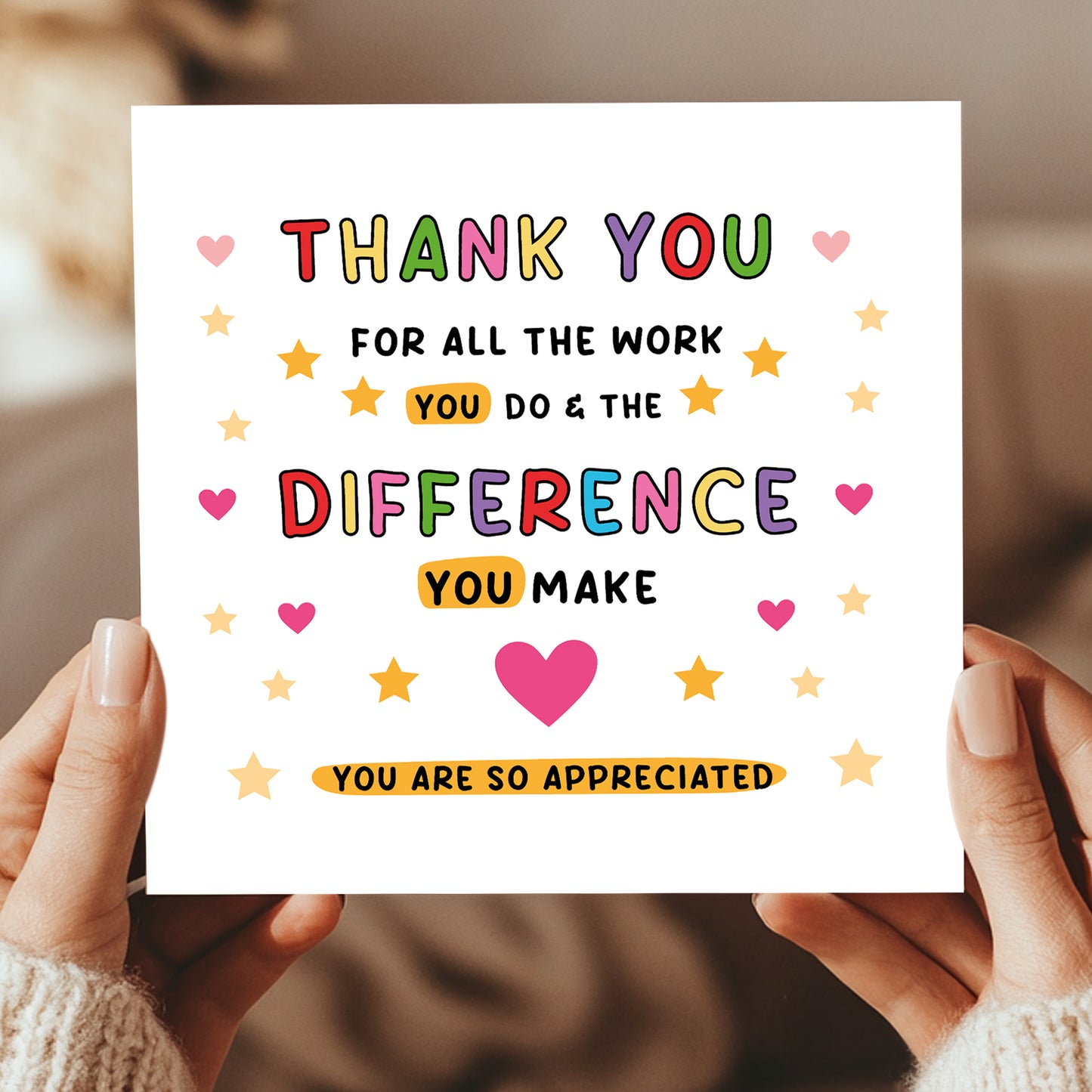 Thank You Card For Teacher Volunteer Colleague Best Friend