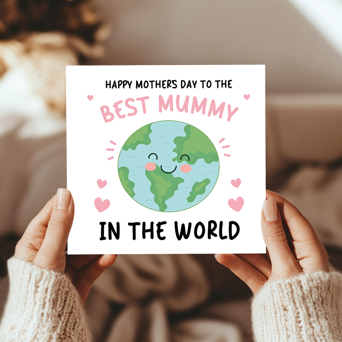 Mothers Day Card For Best Mummy Square Card With Envelope