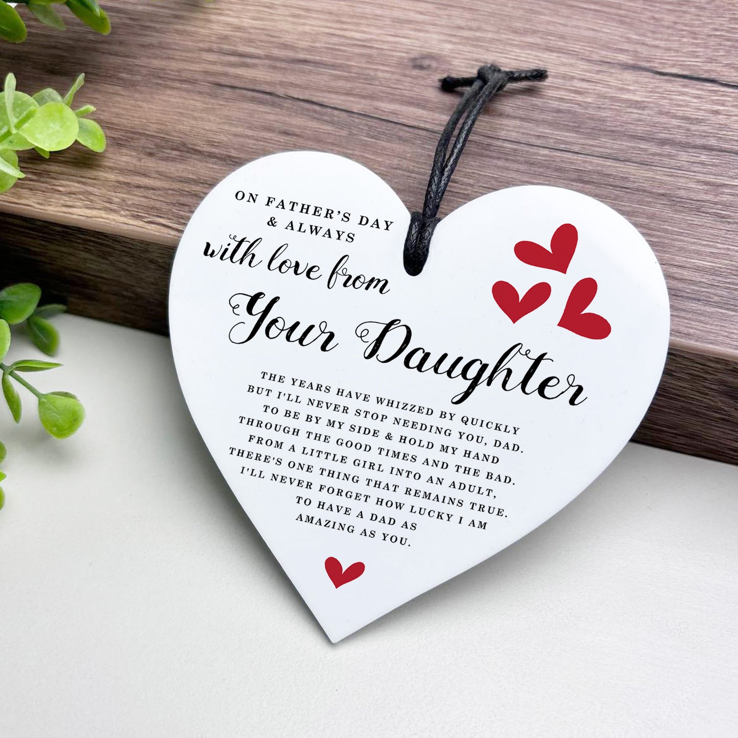 Fathers Day Gift From Daughter White Hanging Heart Gift For Dad