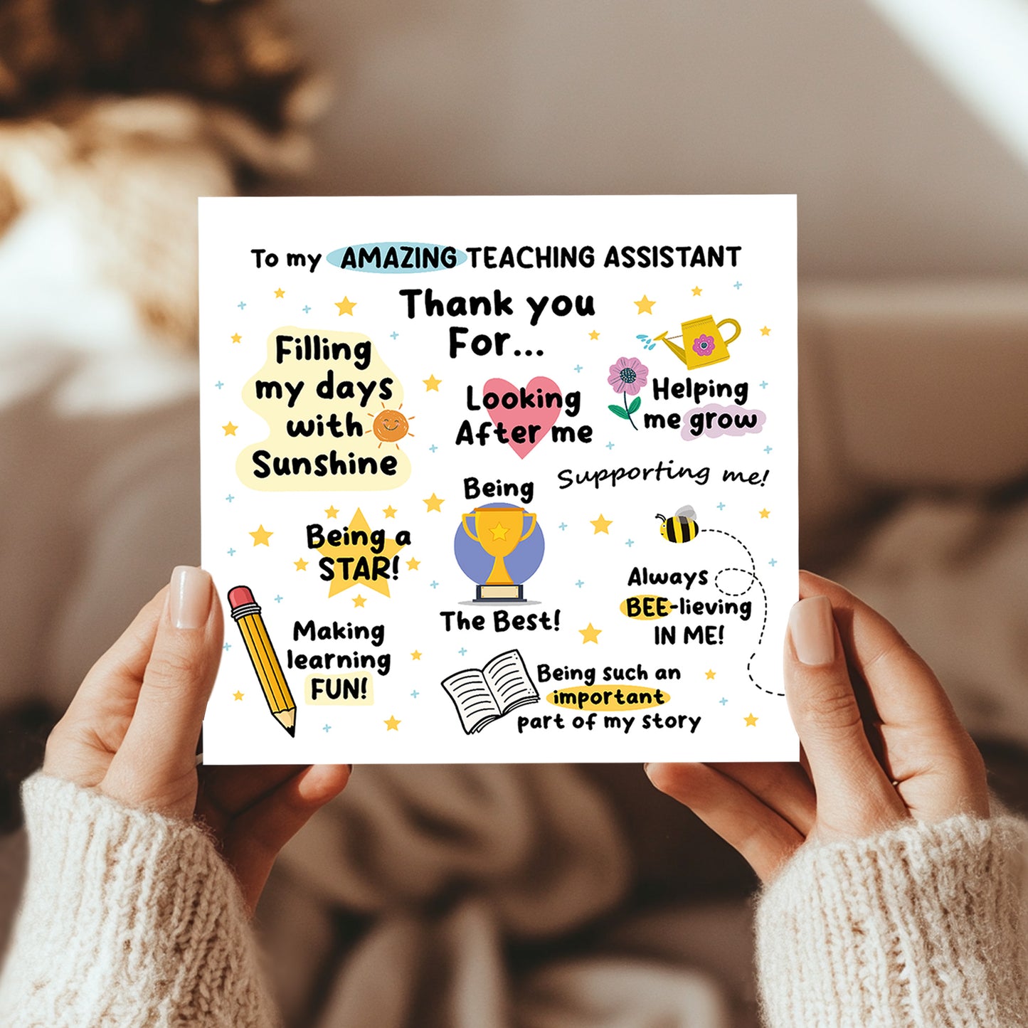 Thank You Card For Teaching Assistant Card For Him Her