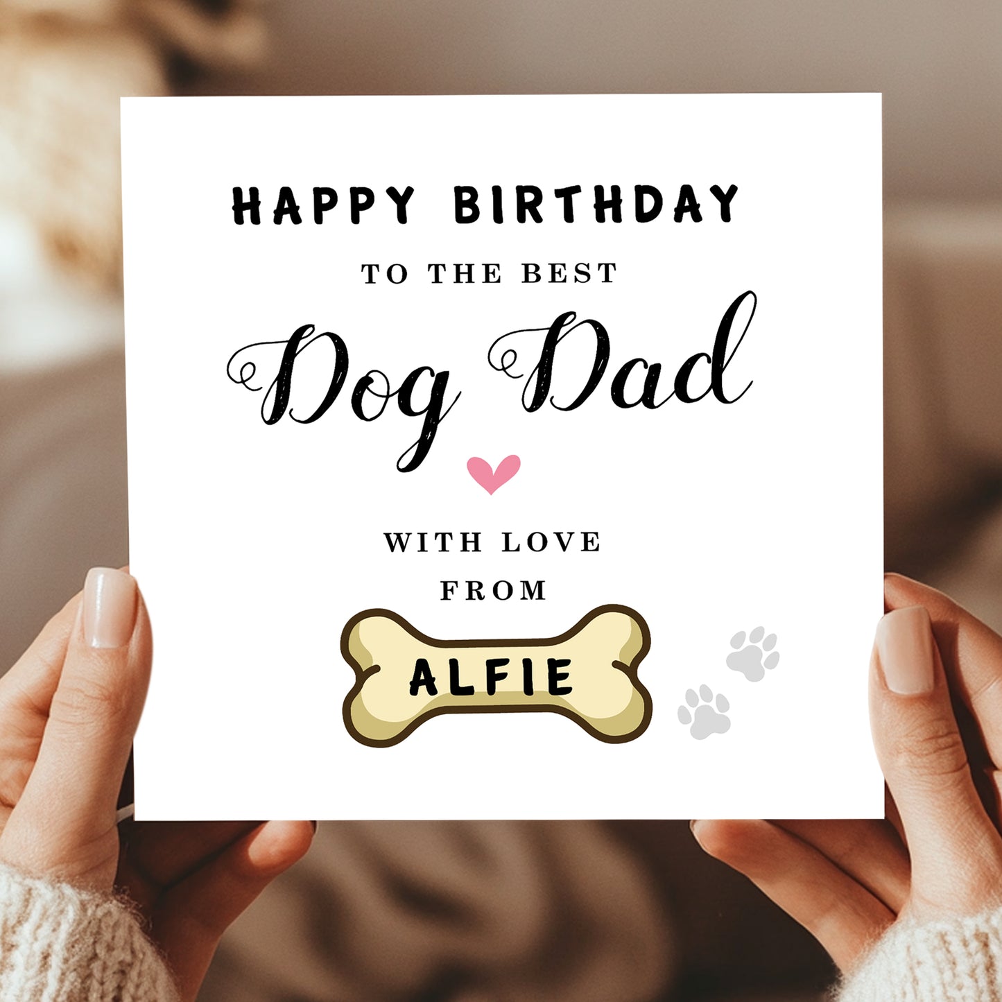 Personalised Card For Best Dog Dad Card With Envelope Birthday