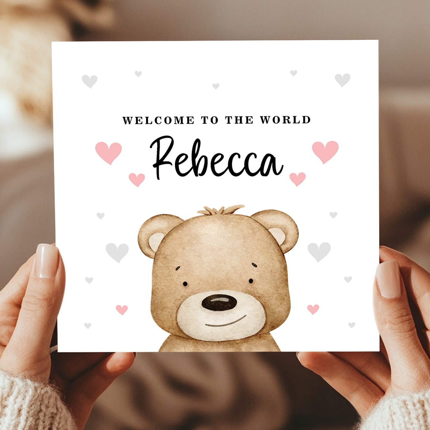 Welcome To The World Baby Girl Card Personalised New Parent Card