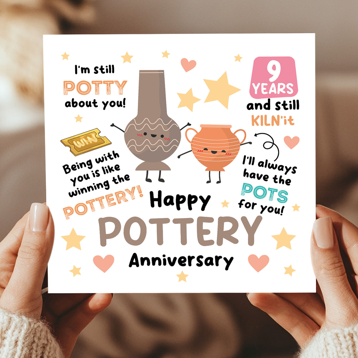 Happy Pottery Anniversary Card For Husband Wife 9th Anniversary