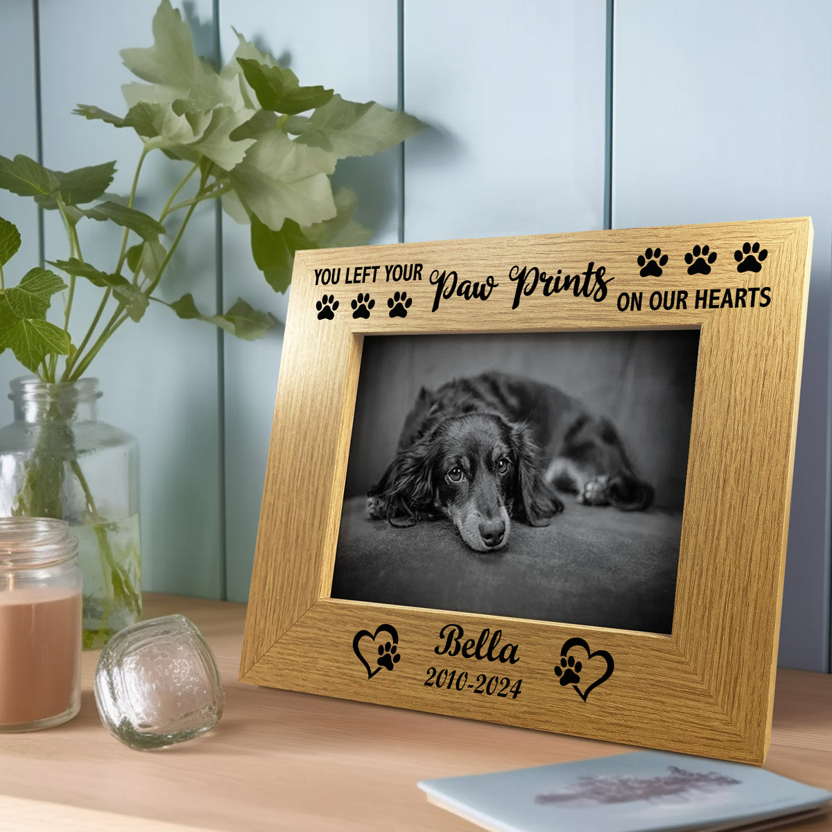 DOG MEMORIAL GIFTS Sympathy Gifts for Loss of Dog Paw Prints 7x5