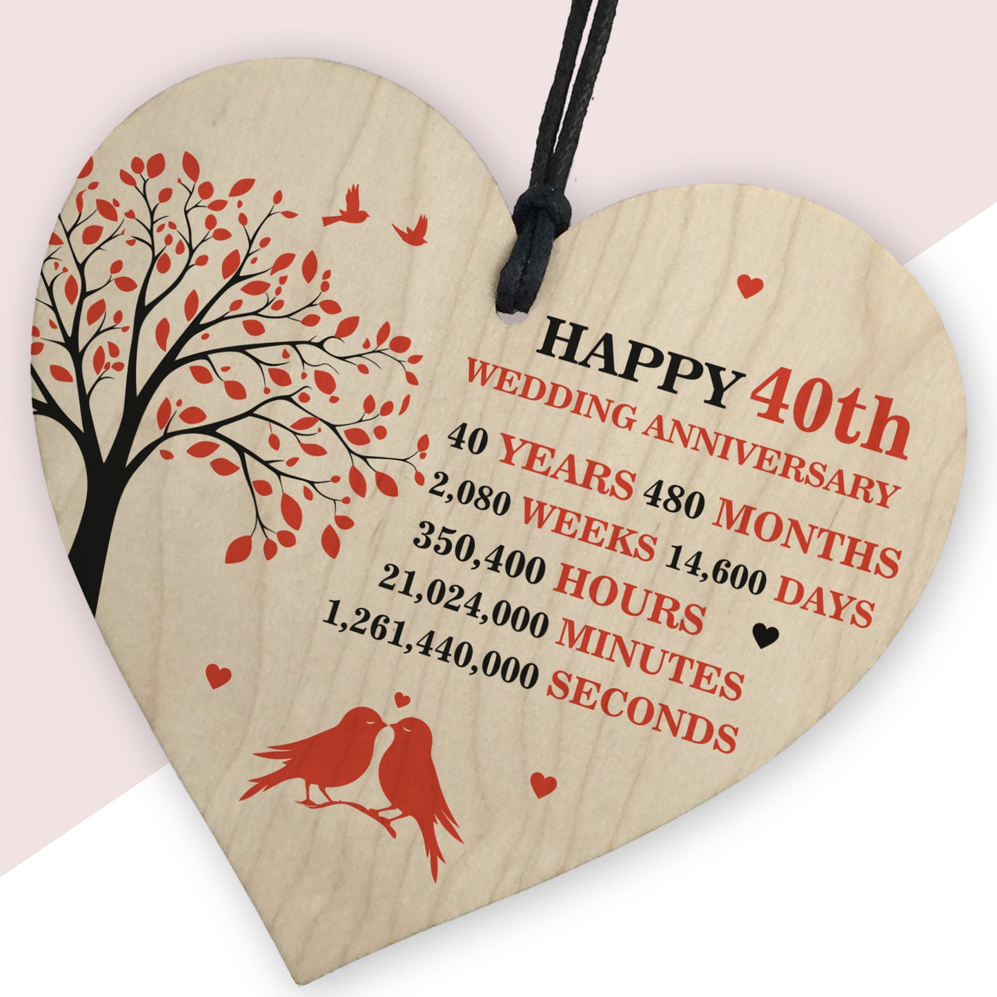 40th Wedding Anniversary Heart Plaque Present For Anniversary