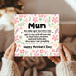 Happy Mothers Day Card, Floral Design, Poem Card For Mum