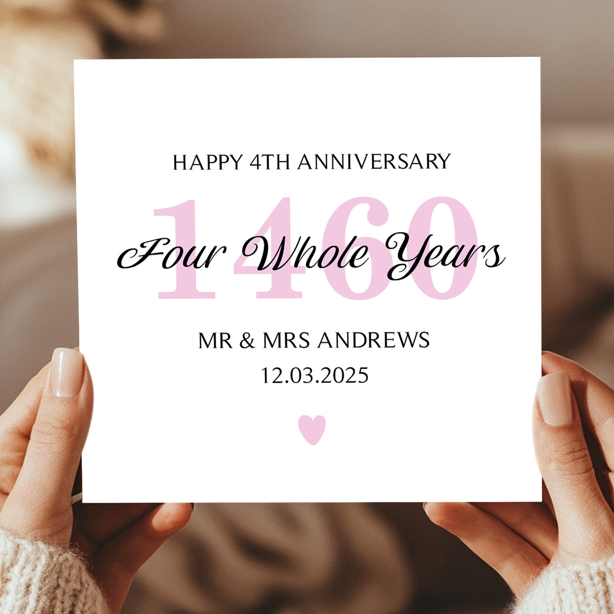 Personalised 4th Wedding Anniversary Card For Husband Wife