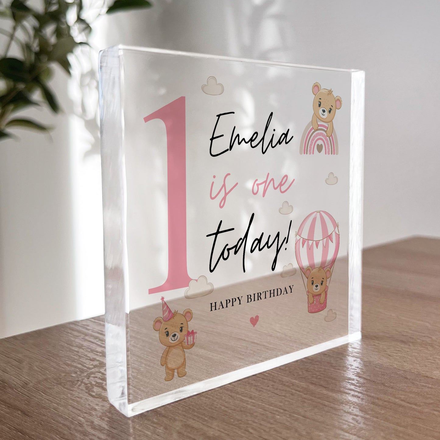 Personalised 1st Birthday Gift For Baby Girl ONE TODAY Plaque