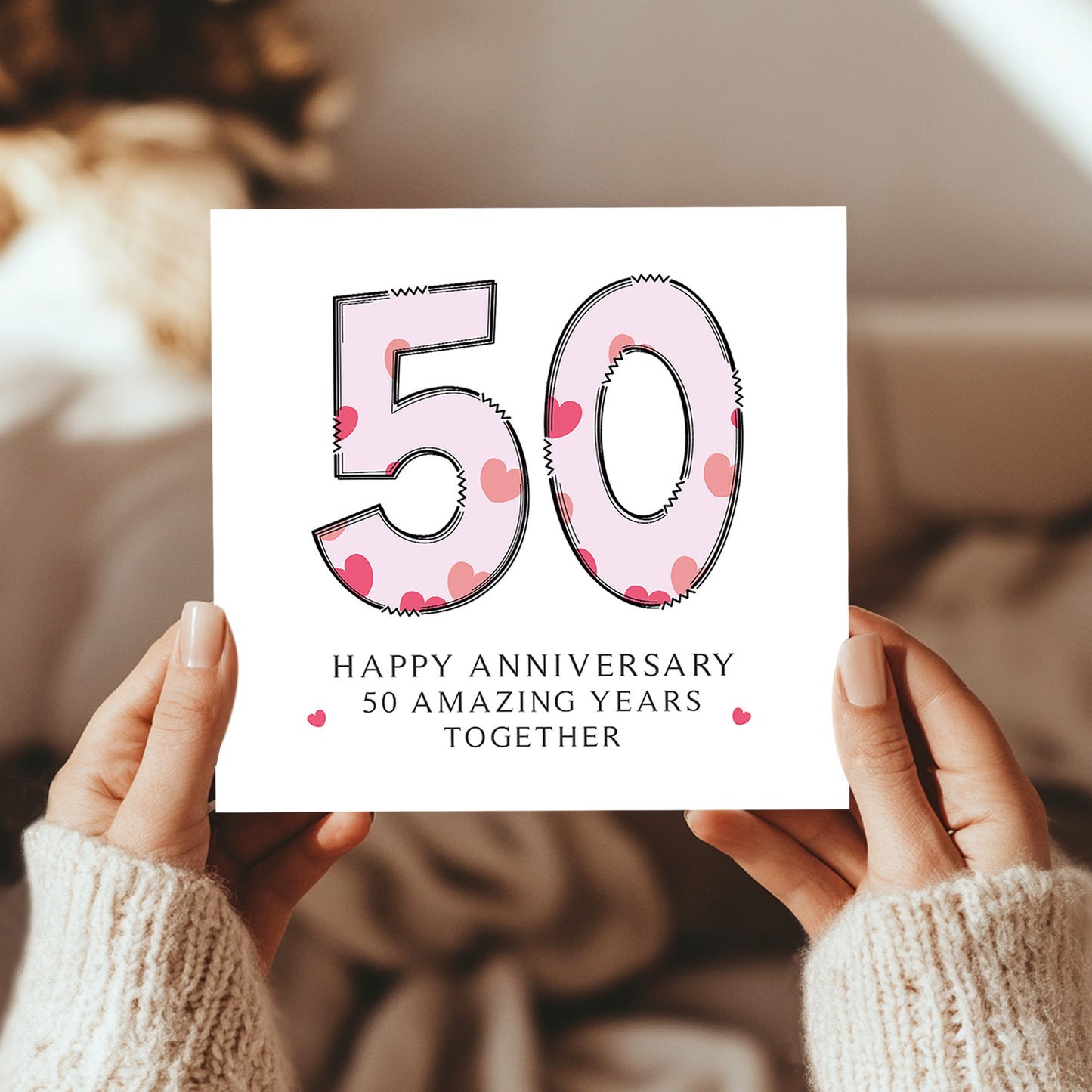 50th Wedding Anniversary Card With Envelope Card For Him Her