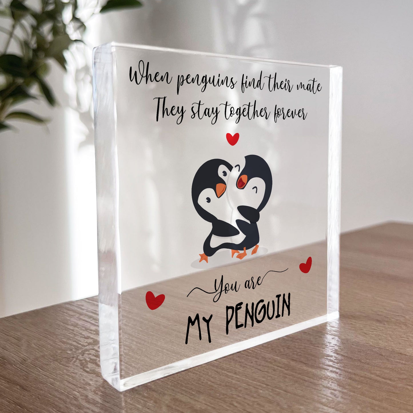 Anniversary Wedding Gift for Him And Her MY PENGUIN Plaque
