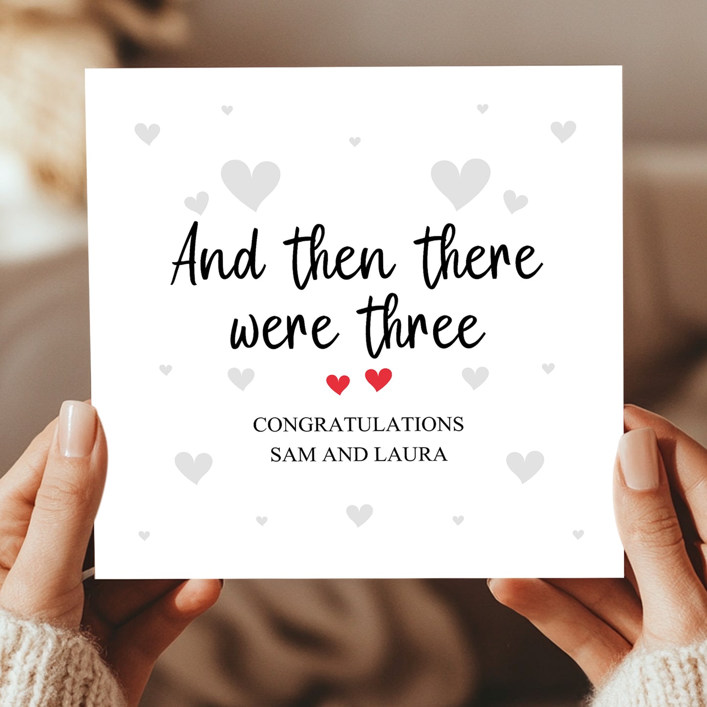 Pregnancy Card Personalised Then There Were Three Congratulation