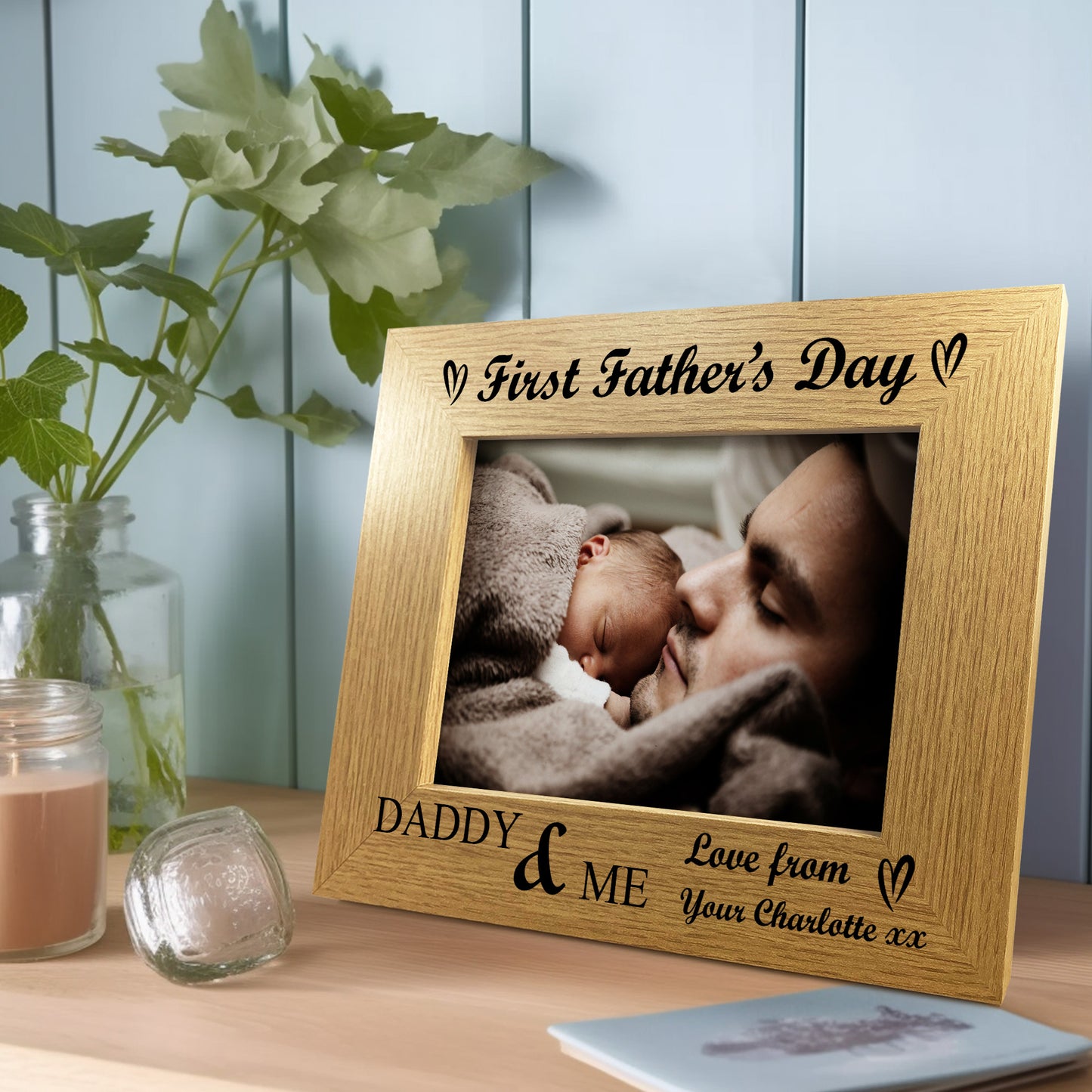 First Fathers Day Personalised 7x5 Photo Frame Gift For New Dad