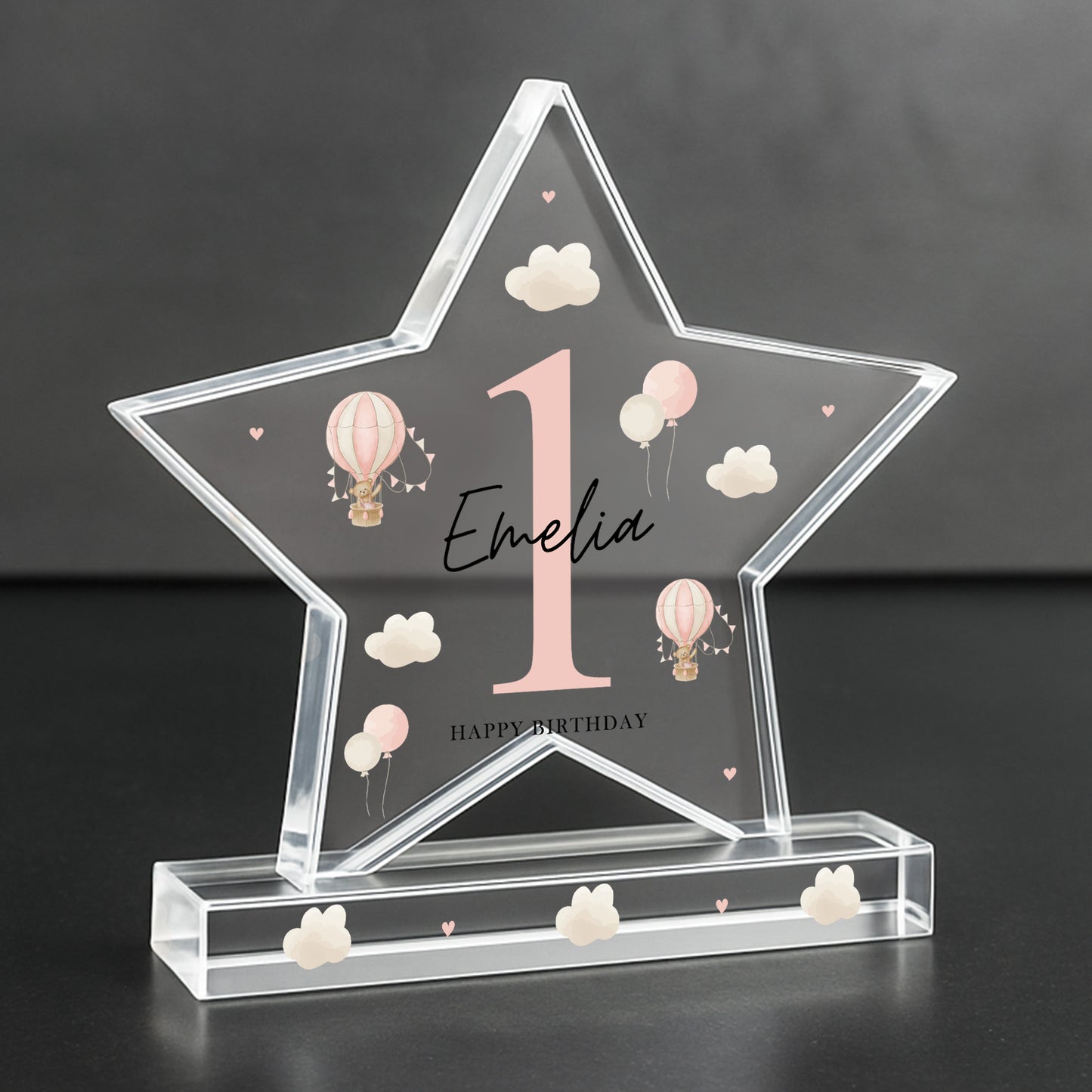 Personalised 1st Birthday Gift For Baby Girl Acrylic Star Plaque