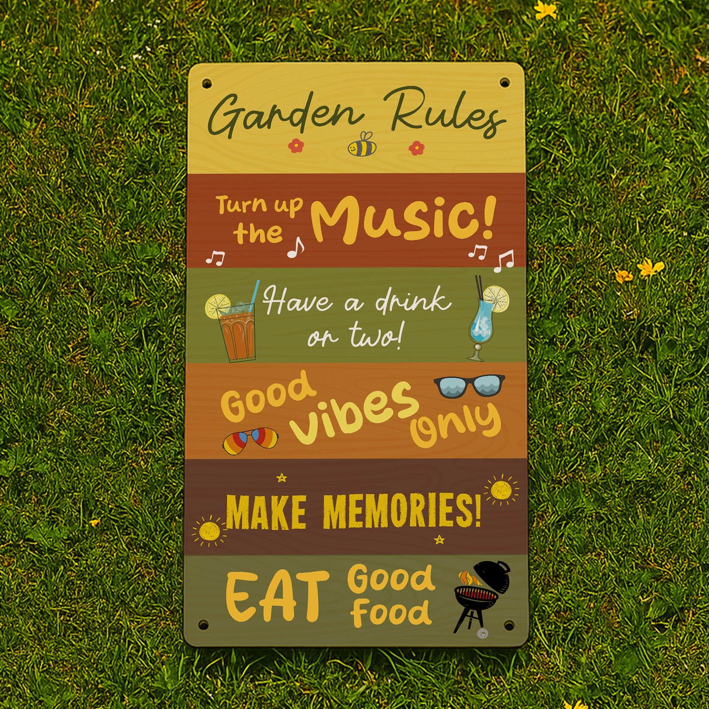 Garden Sign For Outside Funny Garden Rules Sign 22x12cm Acrylic